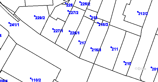 Parcela st. 217 v KÚ Karviná-město, Katastrální mapa