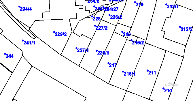 Parcela st. 226/1 v KÚ Karviná-město, Katastrální mapa