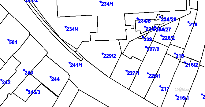 Parcela st. 229/2 v KÚ Karviná-město, Katastrální mapa