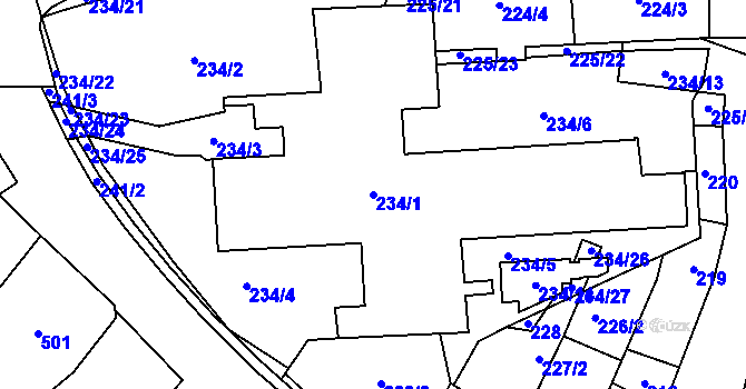 Parcela st. 234/1 v KÚ Karviná-město, Katastrální mapa