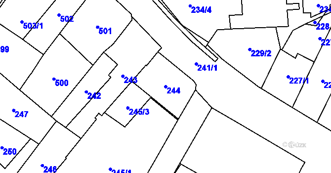 Parcela st. 244 v KÚ Karviná-město, Katastrální mapa