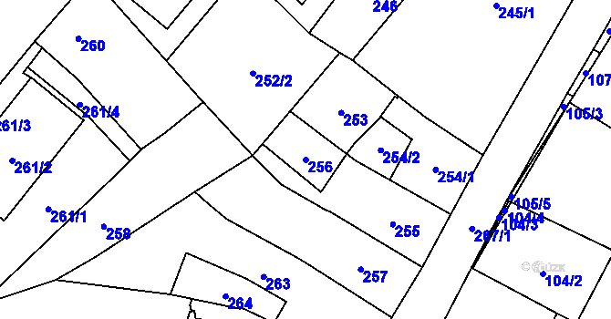 Parcela st. 256 v KÚ Karviná-město, Katastrální mapa