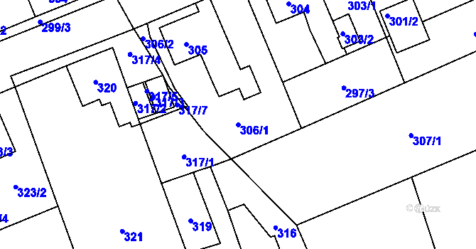 Parcela st. 306/1 v KÚ Karviná-město, Katastrální mapa