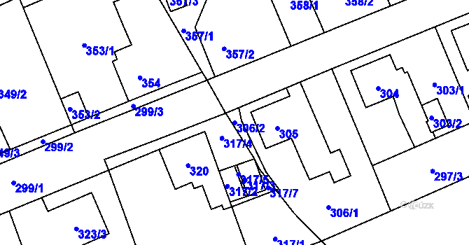 Parcela st. 306/2 v KÚ Karviná-město, Katastrální mapa