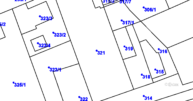 Parcela st. 321 v KÚ Karviná-město, Katastrální mapa