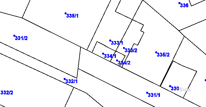 Parcela st. 334/1 v KÚ Karviná-město, Katastrální mapa