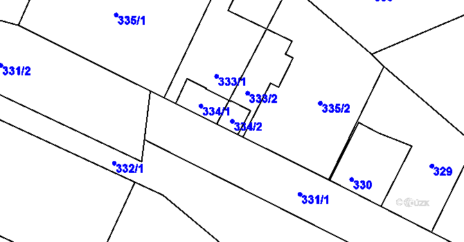 Parcela st. 334/2 v KÚ Karviná-město, Katastrální mapa