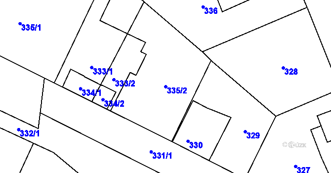 Parcela st. 335/2 v KÚ Karviná-město, Katastrální mapa