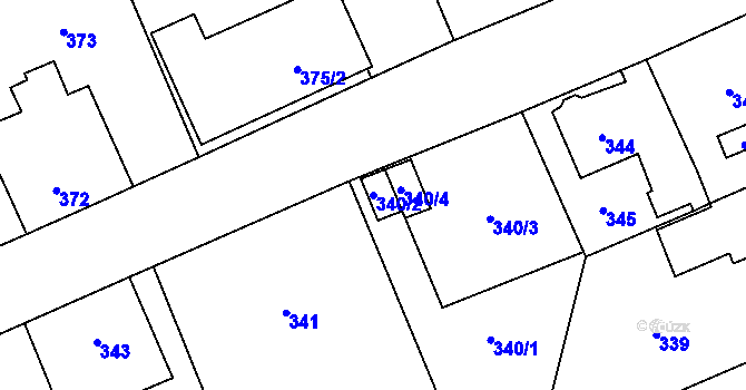 Parcela st. 340/2 v KÚ Karviná-město, Katastrální mapa