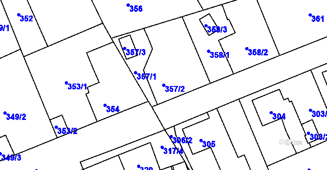 Parcela st. 357/2 v KÚ Karviná-město, Katastrální mapa