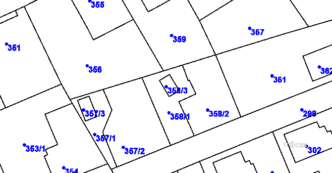 Parcela st. 358/3 v KÚ Karviná-město, Katastrální mapa