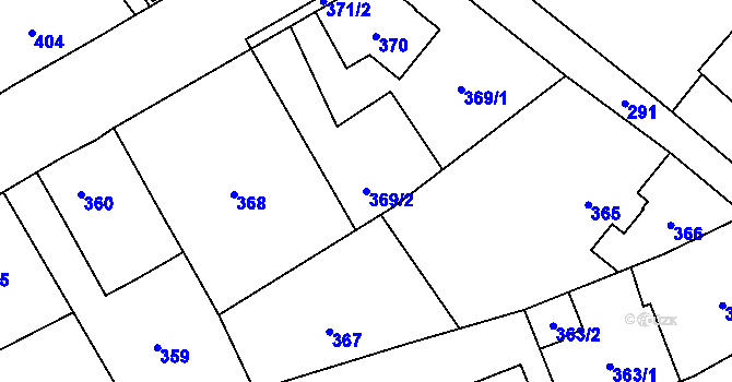 Parcela st. 369/2 v KÚ Karviná-město, Katastrální mapa