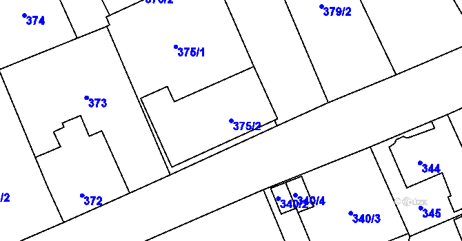 Parcela st. 375/2 v KÚ Karviná-město, Katastrální mapa