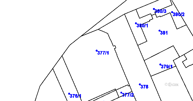 Parcela st. 377/1 v KÚ Karviná-město, Katastrální mapa