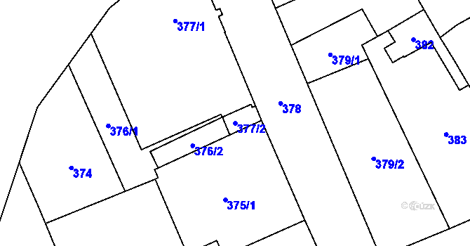 Parcela st. 377/2 v KÚ Karviná-město, Katastrální mapa