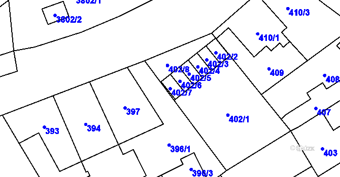 Parcela st. 402/7 v KÚ Karviná-město, Katastrální mapa