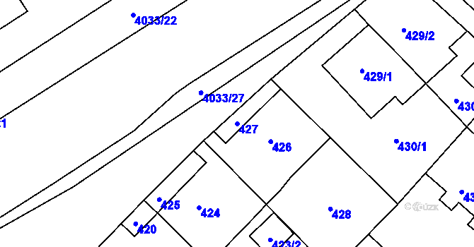 Parcela st. 427 v KÚ Karviná-město, Katastrální mapa