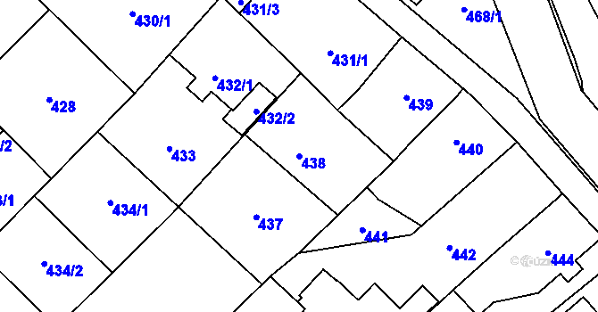 Parcela st. 438 v KÚ Karviná-město, Katastrální mapa