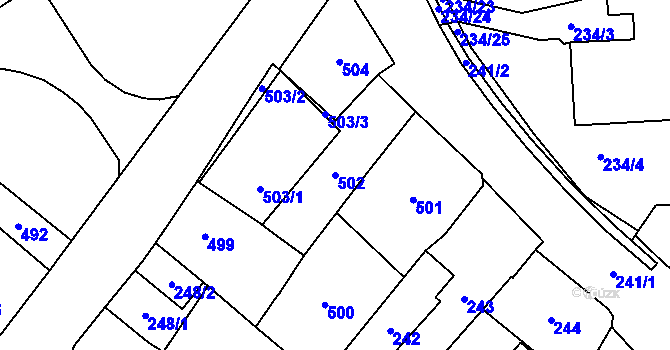 Parcela st. 502 v KÚ Karviná-město, Katastrální mapa
