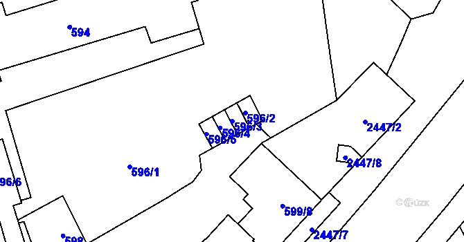Parcela st. 596/3 v KÚ Karviná-město, Katastrální mapa