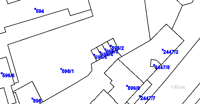 Parcela st. 596/4 v KÚ Karviná-město, Katastrální mapa