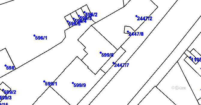 Parcela st. 599/8 v KÚ Karviná-město, Katastrální mapa