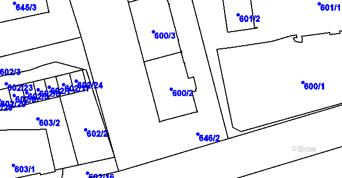 Parcela st. 600/2 v KÚ Karviná-město, Katastrální mapa