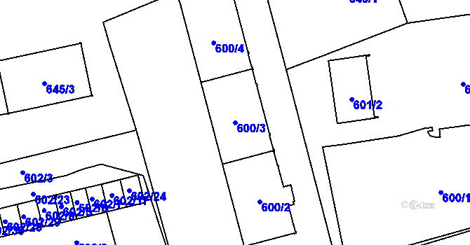 Parcela st. 600/3 v KÚ Karviná-město, Katastrální mapa