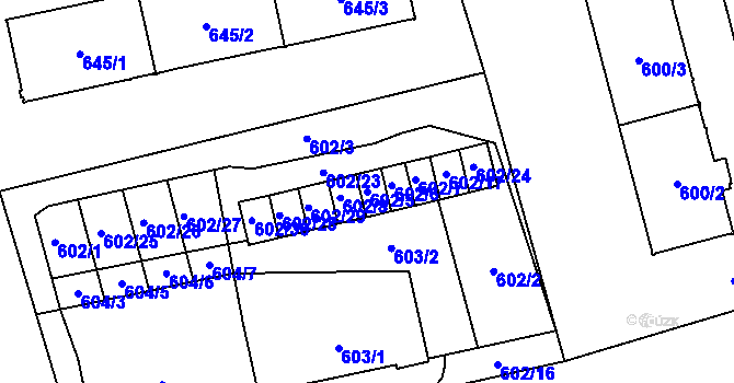 Parcela st. 602/5 v KÚ Karviná-město, Katastrální mapa