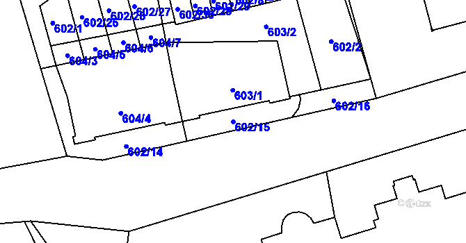 Parcela st. 602/15 v KÚ Karviná-město, Katastrální mapa