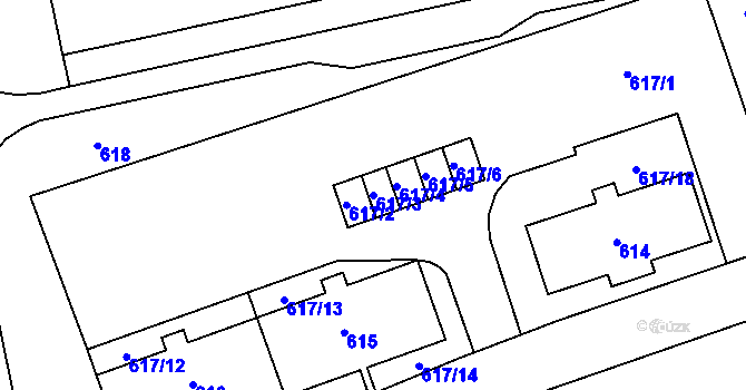 Parcela st. 617/3 v KÚ Karviná-město, Katastrální mapa
