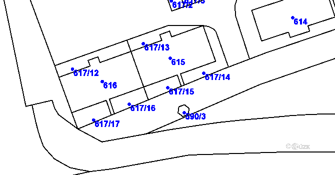 Parcela st. 617/15 v KÚ Karviná-město, Katastrální mapa
