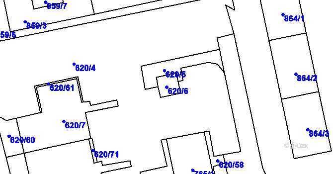 Parcela st. 620/6 v KÚ Karviná-město, Katastrální mapa