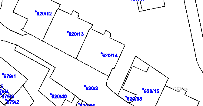 Parcela st. 620/14 v KÚ Karviná-město, Katastrální mapa