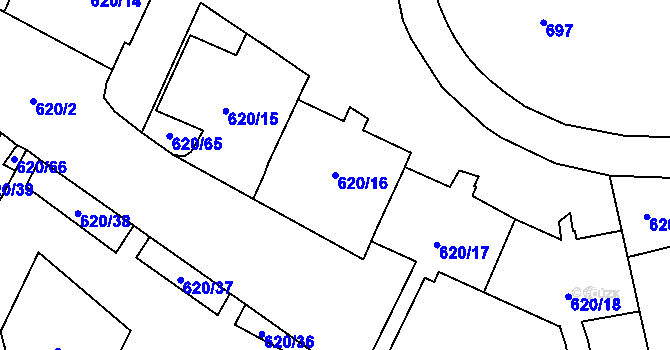 Parcela st. 620/16 v KÚ Karviná-město, Katastrální mapa