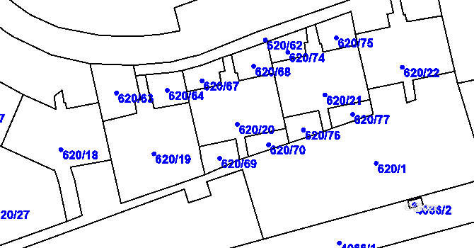 Parcela st. 620/20 v KÚ Karviná-město, Katastrální mapa