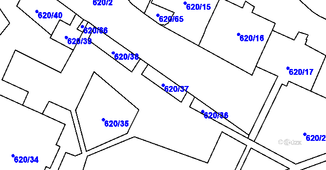 Parcela st. 620/37 v KÚ Karviná-město, Katastrální mapa