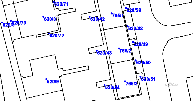 Parcela st. 620/43 v KÚ Karviná-město, Katastrální mapa