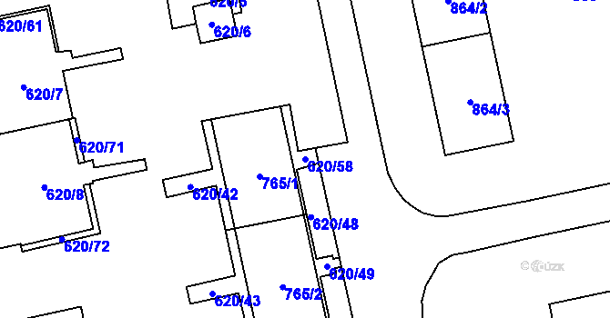 Parcela st. 620/58 v KÚ Karviná-město, Katastrální mapa