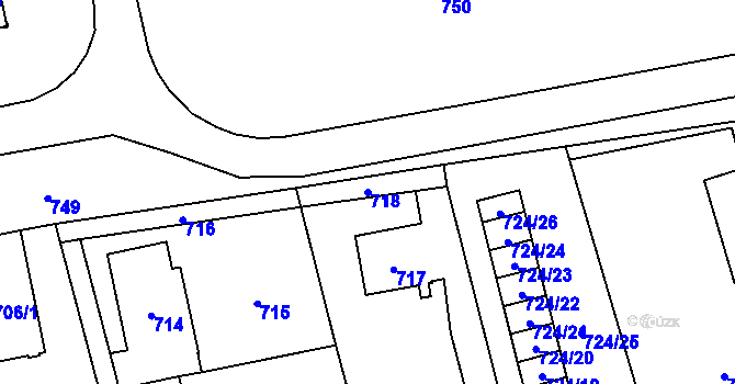 Parcela st. 718 v KÚ Karviná-město, Katastrální mapa