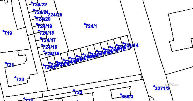Parcela st. 724/10 v KÚ Karviná-město, Katastrální mapa