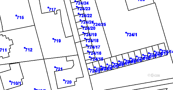 Parcela st. 724/17 v KÚ Karviná-město, Katastrální mapa