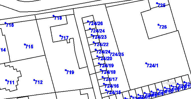 Parcela st. 724/21 v KÚ Karviná-město, Katastrální mapa