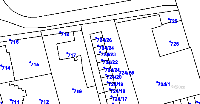 Parcela st. 724/23 v KÚ Karviná-město, Katastrální mapa