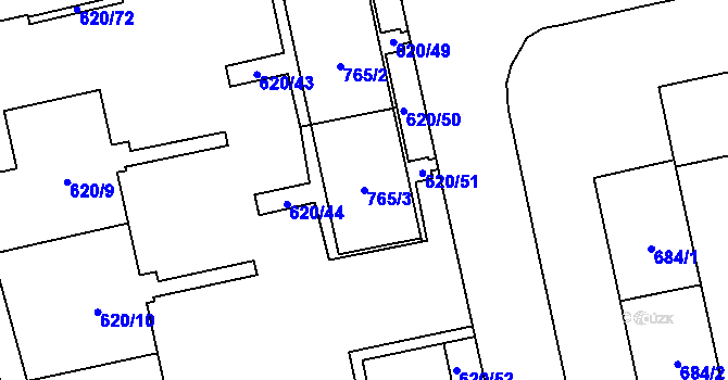Parcela st. 765/3 v KÚ Karviná-město, Katastrální mapa