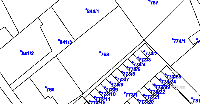 Parcela st. 768 v KÚ Karviná-město, Katastrální mapa