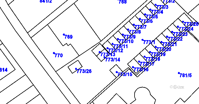 Parcela st. 773/13 v KÚ Karviná-město, Katastrální mapa