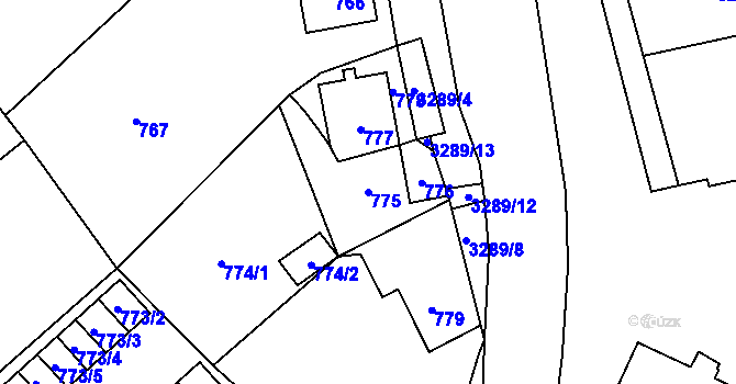 Parcela st. 775 v KÚ Karviná-město, Katastrální mapa