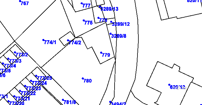 Parcela st. 779 v KÚ Karviná-město, Katastrální mapa