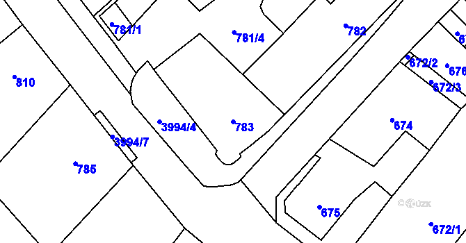 Parcela st. 783 v KÚ Karviná-město, Katastrální mapa
